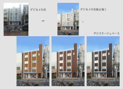 改修工事、デジコラージュパース、ビル改修